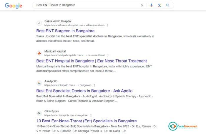 SEO for Doctors Example